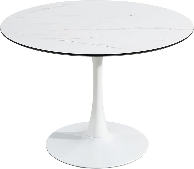 NicBex Dining Table Contemporary Kitchen Table Tulip Dining Table Farmhouse Rustic Mid-Century Round Dining Table for Small Places Round Dining Table, Easy Assembly, White - LeafyLoom