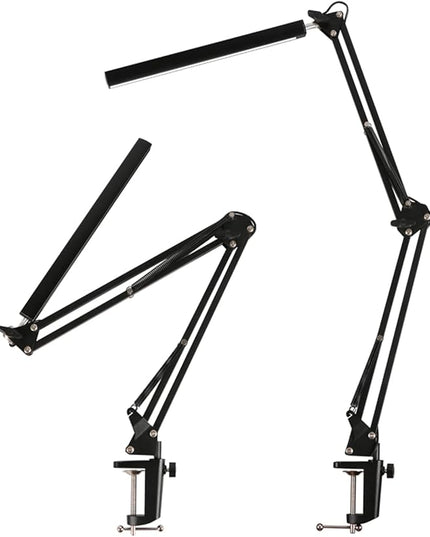 Desk Lamp,12W Eye-Caring Metal Swing Arm Desk Lamp with Clamp, 20 Brightness Dimmable Clamp Desk Light with Memory Function, 360 Degree Spin Architect Table Desk Lamps for Dorms, Studios Reading - LeafyLoom