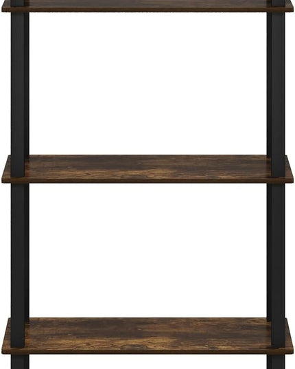 Furinno Turn-S-Tube 5-Tier Multipurpose Shelf Display Rack with Square Tubes, Amber Pine/Black - LeafyLoom