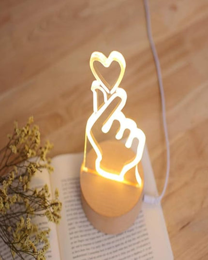 OSALADI Finger Heart Night Light, 3D Pattern Desk Table Lamp USB Charging, Acrylic Button Desk Lamp for Living Room Home Bedroom - LeafyLoom