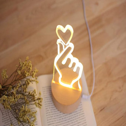 OSALADI Finger Heart Night Light, 3D Pattern Desk Table Lamp USB Charging, Acrylic Button Desk Lamp for Living Room Home Bedroom - LeafyLoom