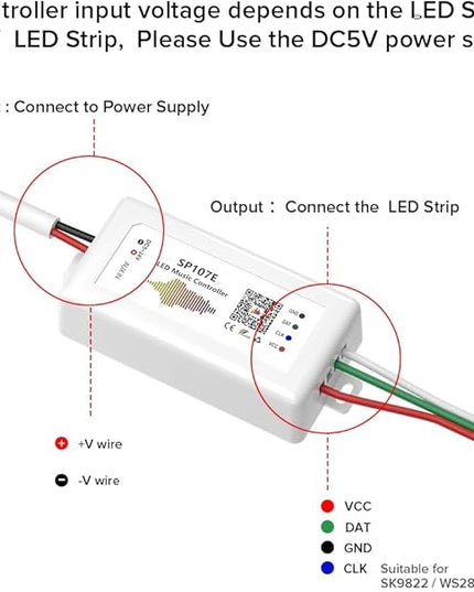 BTF-LIGHTING FCOB RGB WS2811 IC WS2812B WS2811 WS2813 SP107E Music Bluetooth Full Color Controller Support Almost All The LED IC Chip Suit for LED Strip,Matrix Panel,Module Buli-in Mic/AUX Input BTF-LIGHTING