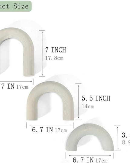 3Pcs Wood Arch Decor Accents - Decorative Home Table Arch, Modern Boho Minimalist Coffee Table Bookshelf Living Room Entryway Aesthetic Decorations Objects - LeafyLoom
