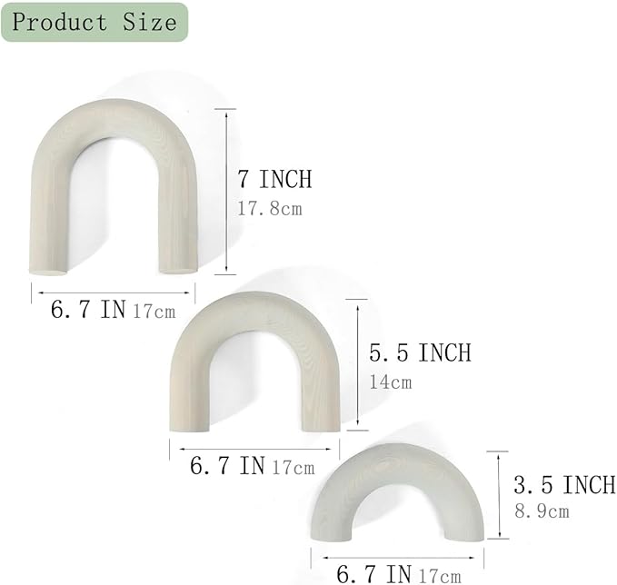 3Pcs Wood Arch Decor Accents - Decorative Home Table Arch, Modern Boho Minimalist Coffee Table Bookshelf Living Room Entryway Aesthetic Decorations Objects - LeafyLoom