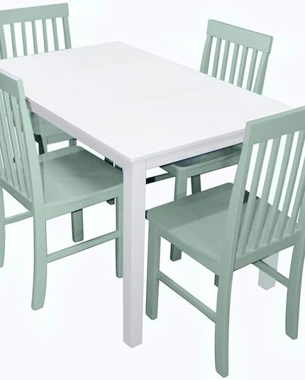 Walker Edison Modern Color Dining Room Table and Chair Set Small Space Living Kitchen, Dining Set, 48 Inch, 4 Person, White and Sage Green - LeafyLoom