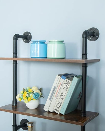 5 Tier 67inch Industrial Pipe Shelving, Shelves Shelf Rustic Tier Black in - LeafyLoom
