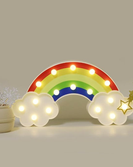 GUOCHENG Rainbow Marquee Night Light Battery Operated LED Night Table Lamps for Children Bedroom Nursery, Christmas Birthday Gifts for Kids - LeafyLoom