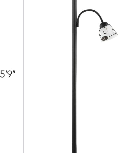 VONLUCE Torchiere Floor Lamp with Side Reading Light, 3-Way Switch Combo Antique Bronze Mother Daughter Floor Lamp with Glass Shade, 71" Desk Floor Lamp for Living Room Corner Bedroom Home Office - LeafyLoom