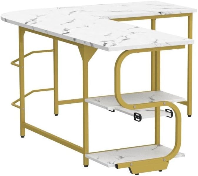 Teraves Reversible L Shaped Desk with Large Surface, 69 Inch Sturdy Corner Desk with Storage Shelves, Premium Office Computer Desk Workstation for Home Office Gaming - LeafyLoom