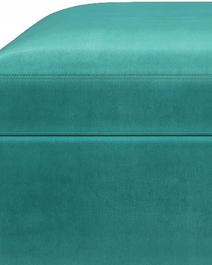 SIMPLIHOME Owen 36 inch Wide Rectangle Small Rectangular Storage Ottoman in Aqua Blue Velvet Fabric, for the Living Room, Family Room and Entryway - LeafyLoom
