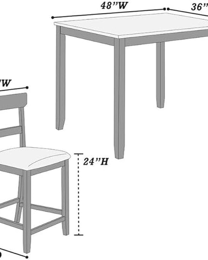 NicBex Kitchen Table Set for 4 Dining Table 5Pc Counter Height Dining Set Kitchen Wooden Top Table and Chairs Cushions Seats Ladder Back Chair Dining Room, Natural+Grey - LeafyLoom