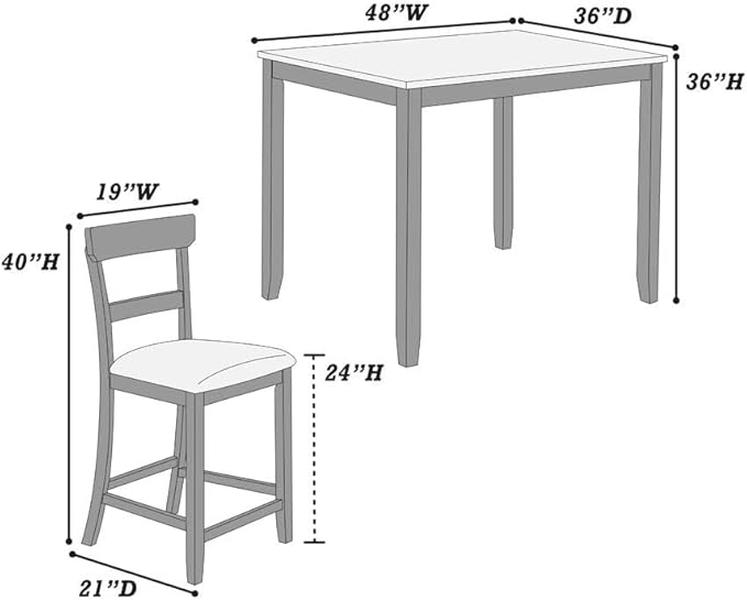 NicBex Kitchen Table Set for 4 Dining Table 5Pc Counter Height Dining Set Kitchen Wooden Top Table and Chairs Cushions Seats Ladder Back Chair Dining Room, Natural+Grey - LeafyLoom