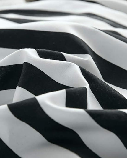 White&Black Stripes Comforter Set Full Women Bedding Set Soft Durable White Striated Bedding Set Black Stripes Ticking Quilts Hotel Quality Comforter Set Girls boy White Black Stripes Bed Set - LeafyLoom