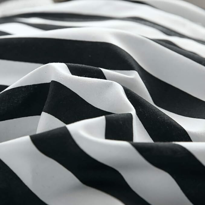White&Black Stripes Comforter Set Full Women Bedding Set Soft Durable White Striated Bedding Set Black Stripes Ticking Quilts Hotel Quality Comforter Set Girls boy White Black Stripes Bed Set - LeafyLoom