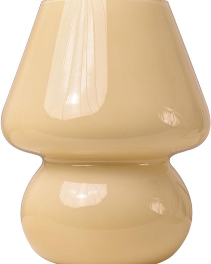 Mushroom Lamp,Vintage Glass Mushroom Bedside Table Lamps Yellow Murano Style Small Nightstand Desklamp Swirl Light for Home Decor, Dining, Living, Bedroom, Gift (Bright Yellow) - LeafyLoom
