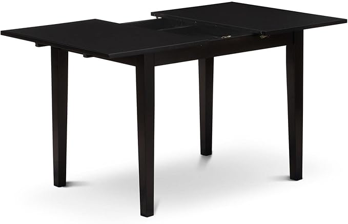 East West Furniture Norfolk Kitchen Rectangle Dining Table Top with Butterfly Leaf, 32x54 Inch, Nft-blk-t - LeafyLoom