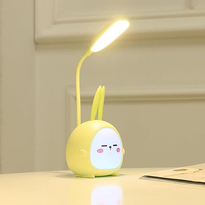 Cute Bunny Desk Lamp, Portable LED Desk Lamps with Night Light,Rabbit Foldable USB Rechargeable Reading Light for Children Boys Girls Study (Green) - LeafyLoom