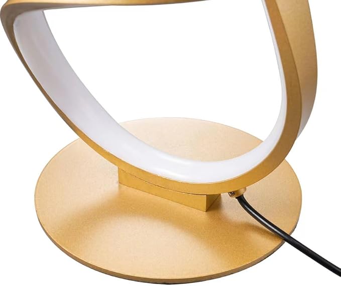 Modern Desk Lamp, LED Touch Dimmable Spiral Table Lamp, 3 Color Temperature Contemporary Nightstand Lamp, Unique Bedside Lamp for Living Room, Bedroom, Cool Lamps for Ideal Gift, Gold - LeafyLoom