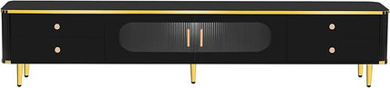 Merax TV Stand for Televisions up to 65+ Inch, Modern Entertainment Center with Storage for Living Room, Bedroom Media Console Table Cabinet Furniture, 74" Long, Black - LeafyLoom
