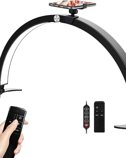 Half Moon Light Nail Desk Lamp, 40W 29 inch Stepless Bi-Color and Brightness Nail Table Light with Wire Controller & Remote for Nail Art Tech Manicure Eyelash Tattoo Crafts - LeafyLoom