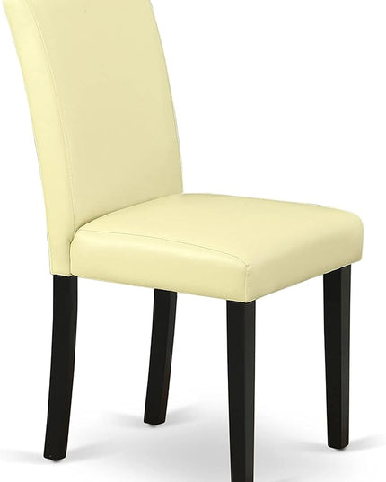 East West Furniture Eden 3 Piece Room Set Contains a Round Kitchen Table with Pedestal and 2 Eggnog Faux Leather Parson Dining Chairs, 30x30 Inch, ESAB3-BCH-73 - LeafyLoom