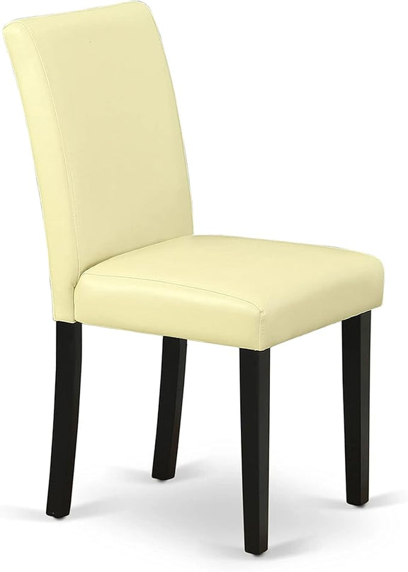 East West Furniture Eden 3 Piece Room Set Contains a Round Kitchen Table with Pedestal and 2 Eggnog Faux Leather Parson Dining Chairs, 30x30 Inch, ESAB3-BCH-73 - LeafyLoom