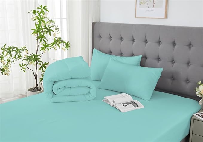 3 Piece Solid Color All Season Bedding Comforter Set Microfiber Soft Lightweight Bedding Set for Kids Teens Adults Room Decor with 1 Comforter and 2 Pillowcases King - LeafyLoom