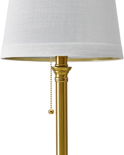 Oneach 19.5'' Gold Table Lamp for Living Room Nightstand Modern Lamps Brass Table Lamp for Bedroom Metal Bedside Lamp with White Drum Shade - LeafyLoom