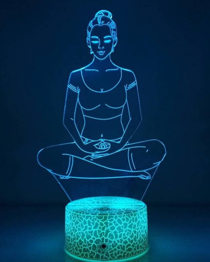 Creative 3D Yoga Meditation Night Light 16 Colors Changing USB Powered Remote Control Touch Switch Decor Lamp Optical Illusion Lamp LED Table Desk Lamp Children Kids Christmas Brithday Gift - LeafyLoom