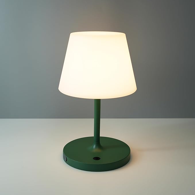 Outdoor Battery Operated Table Lamp Waterproof, 4000mAh Cordless Table Lamp Rechargeable, Touch Dimmable Desk Lamp, LED Night Light for Patio Camping Restaurant Home, H9.6in, Green - LeafyLoom