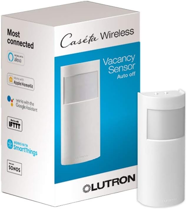 Lutron Caseta Smart Lighting Vacancy Motion Sensor, Manually Turns On, Automatically Turns Off, For Dimmers, Switches, and Fans No Wires Required, PD-VSENS-WH, White Lutron
