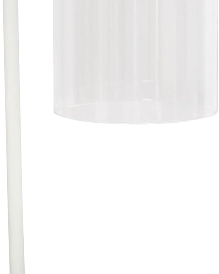 Simple Designs LD1036-WHT-LB 18.8" Industrial Bronson Antique Style Iron Lantern Desk Table Lamp with Glass Shade for Home Décor, Office, Living Room, Bedroom, White, with Feit LED Bulb Included - LeafyLoom