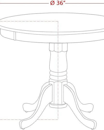 East West Furniture Antique Dining Round Wooden Table Top with Pedestal Base, 36x36 Inch, Walnut & Black - LeafyLoom