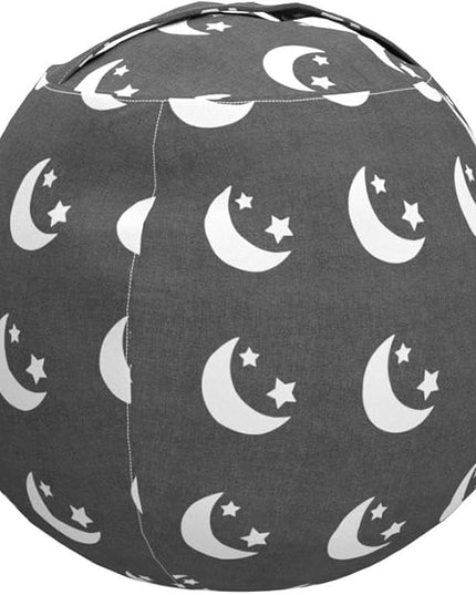 2 PCS Stuffed Animal Storage Bean Bag Chair Cover, Cotton Canvas Beanbag with Zipper for Organizing Kid's and Adults Room Stars Moon 24" - LeafyLoom