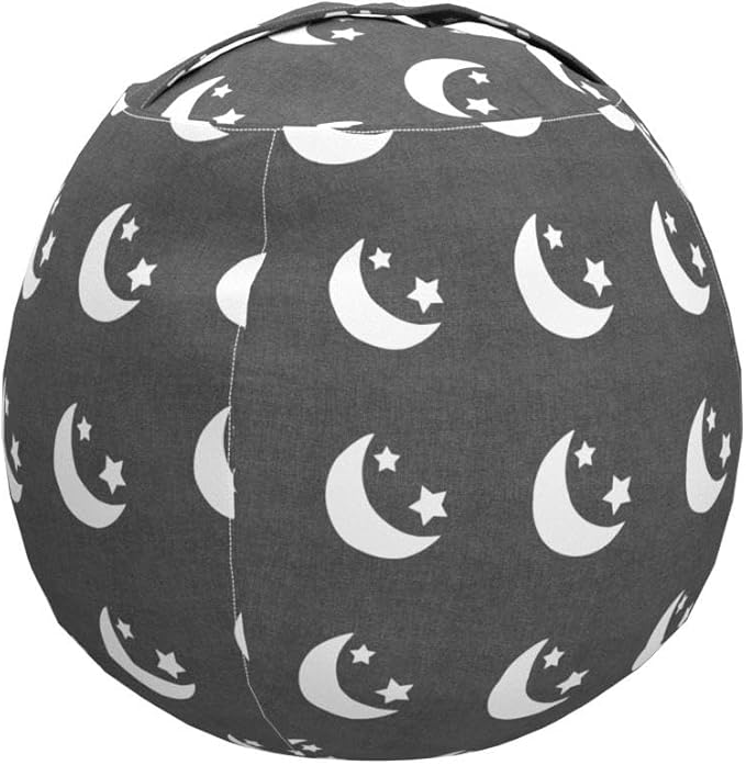 2 PCS Stuffed Animal Storage Bean Bag Chair Cover, Cotton Canvas Beanbag with Zipper for Organizing Kid's and Adults Room Stars Moon 24" - LeafyLoom