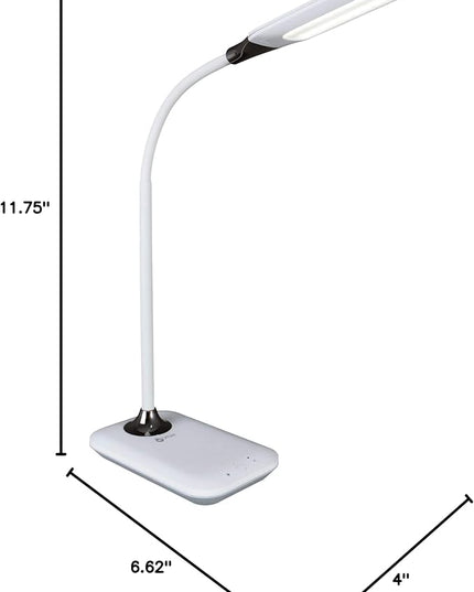 OttLite Enhance LED Sanitizing Desk Lamp with USB Charging – Eliminates up to 99.9% of Bacteria, Touch Activated, Flexible Neck, Modern Light for Reading, Crafting & Office Desktop - LeafyLoom
