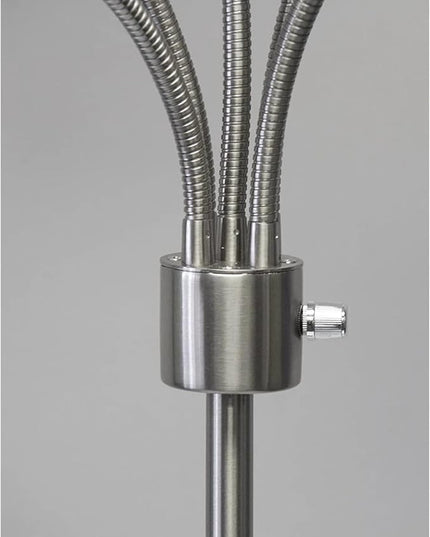 Adesso 7205-22 Multi-White Shade Floor Lamp, Adjustable Gooseneck Arms, Silver - LeafyLoom