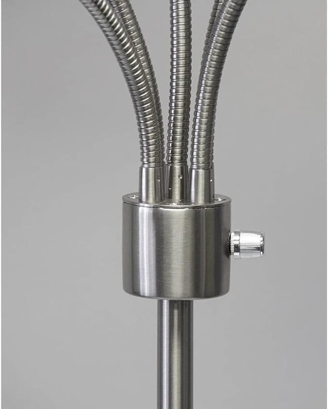 Adesso 7205-22 Multi-White Shade Floor Lamp, Adjustable Gooseneck Arms, Silver - LeafyLoom