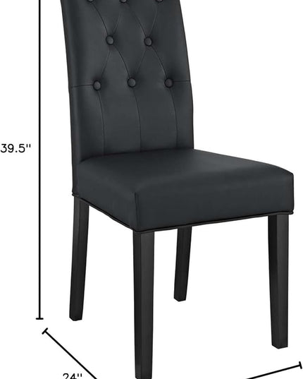Modway Confer Modern Tufted Faux Leather Upholstered Parsons Two Dining Chairs in Black - LeafyLoom