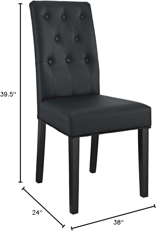 Modway Confer Modern Tufted Faux Leather Upholstered Parsons Two Dining Chairs in Black - LeafyLoom