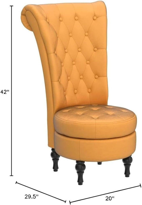 Mustard Yellow Velvet Accent Chair with Storage and Luxurious Upholstery, Retro Design and Versatile Usage for Livingroom, Bedroom, Lounge and Office - LeafyLoom