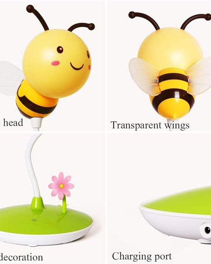 Cute Bumblebee LED Desk Lamp Touch Control Dimming 3 Brightness and 360°Flexible Gooseneck Eye-Care USB Rechargeable Lamp for Teens - LeafyLoom
