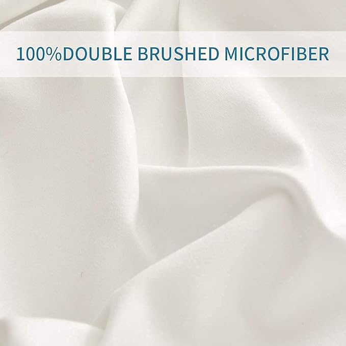 Bed Sheet Set - Brushed Microfiber Bedding - Bedding Sheets & Pillowcases - Deep Pockets - Easy Fit - Breathable & Cooling Sheets - 4 Piece Full White Sheets - LeafyLoom