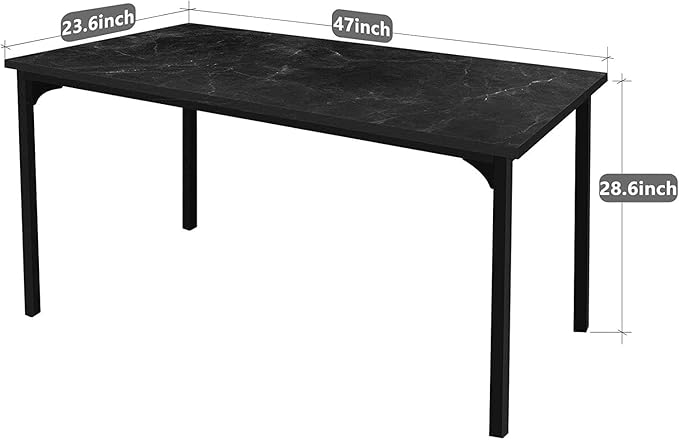 HealSmart Home Office Computer Desk, Modern Style Design with Headphone Hooks for Working, Writing and Gaming, Thickened 47 Inch, Black - LeafyLoom