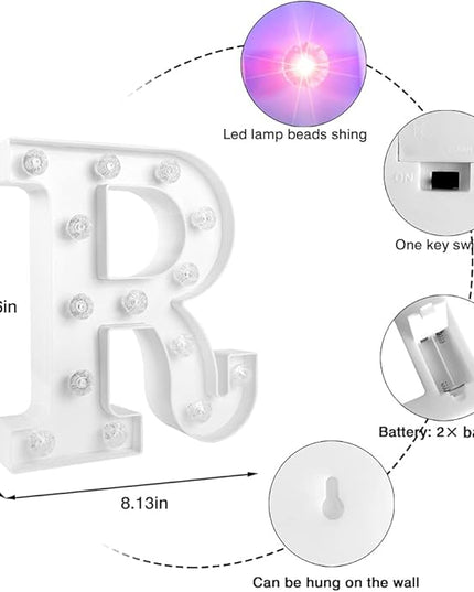 Glintee Light Up Letters Letter Lights - Colorful LED Letters Lights Alphabet for Romantic Valentines Day Night Lights Wedding Birthday Party Home Bar Decor- (Colorful R) - LeafyLoom