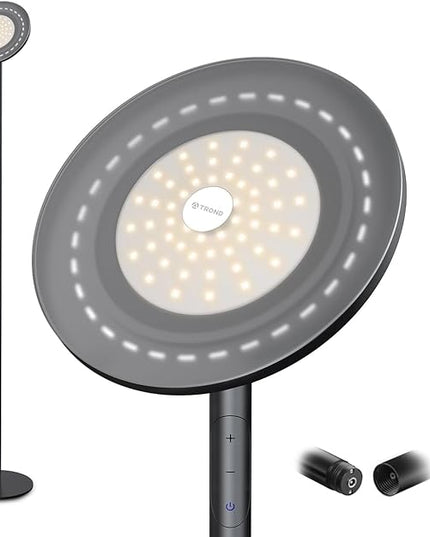 TROND Floor Lamp, 5000LM Super Bright Sky LED Modern Torchiere Standing Lamp, 3000K Warm White Light, 5-Level Dimmable, Modular 71 in Tall Pole Light, 30-Minute Timer for Living Room, Bed Room - LeafyLoom