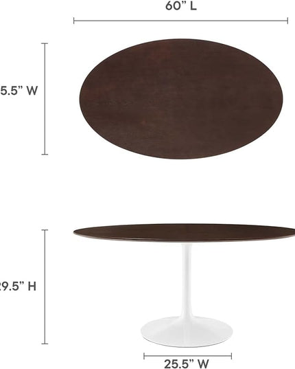 Modway Lippa Dining Table, 60", White Cherry Walnut - LeafyLoom