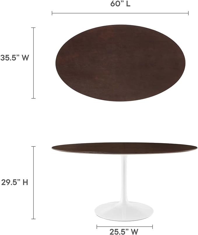 Modway Lippa Dining Table, 60", White Cherry Walnut - LeafyLoom