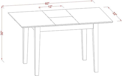 East West Furniture PSCL5-MAH-W 5 Piece Room Set Includes a Rectangle Kitchen Table with Butterfly Leaf and 4 Dining Chairs, 32x60 Inch - LeafyLoom