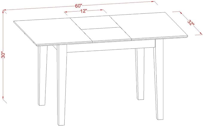 East West Furniture PSCL5-MAH-C 5 Piece Modern Set Includes a Rectangle Wooden Table with Butterfly Leaf and 4 Linen Fabric Kitchen Dining Chairs, 32x60 Inch - LeafyLoom